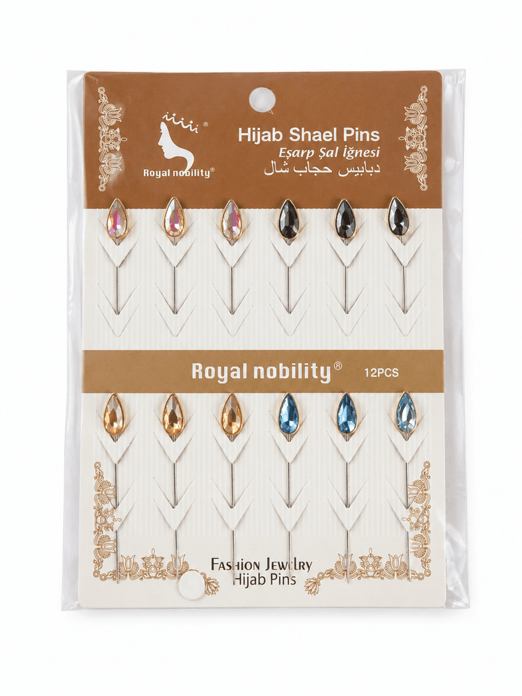 Stylish Hijab Pins (Pack of 12) — Rust-Proof Coated Alloy